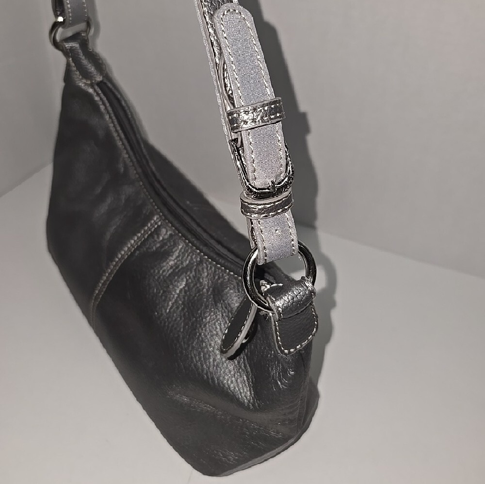 The Sak Metallic Pewter Classic Pebbled Leather Shoulder Bag - Picture 5 of 11